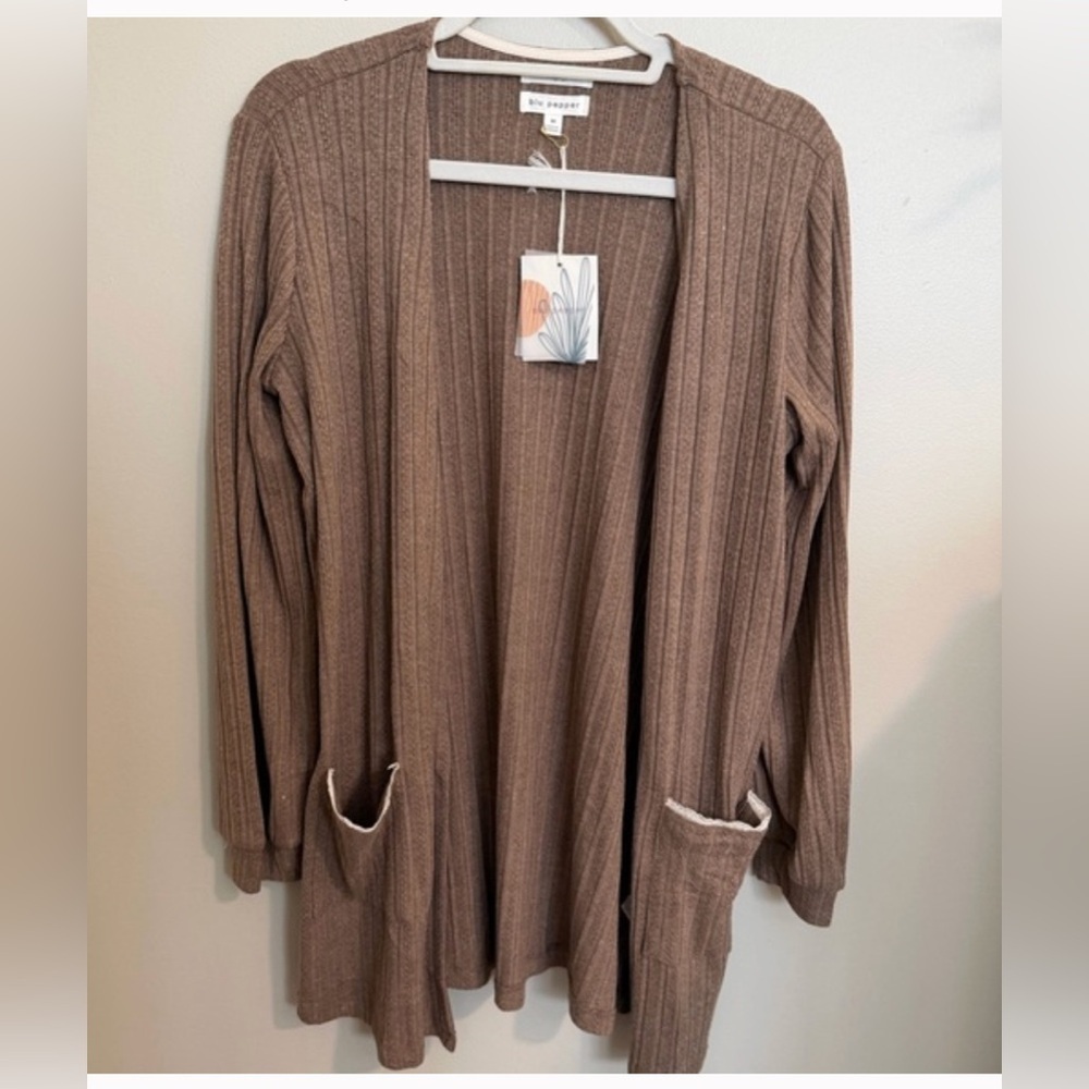 Blu Pepper Brown Cardigan Large - Picture 2 of 4